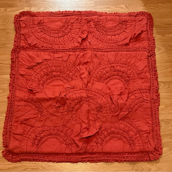 Anthropologie Rivulet Quilted 2pc standard pillow shams CORAL - Picture 2 of 10